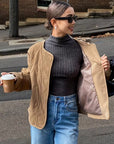 Women's Diamond Quilted Button-Up Padded Jacket