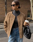 Women's Diamond Quilted Button-Up Padded Jacket