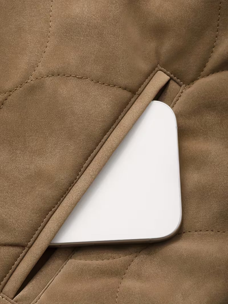 Women's Diamond Quilted Button-Up Padded Jacket